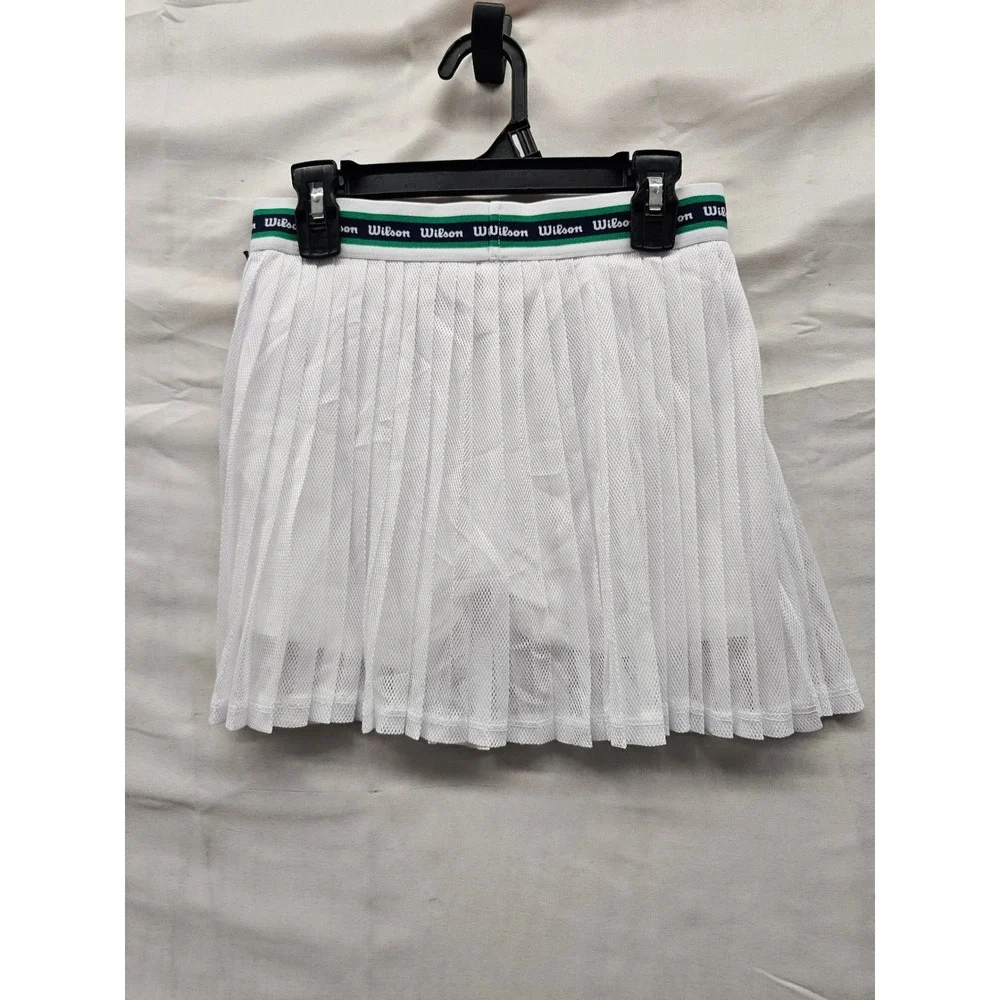 Wilson Girls Pleated Tennis Skort White Polyester Blend Athletic Size Large